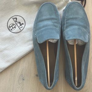 Hermes Light Blue Suede Loafers Men’s size 41 NEW